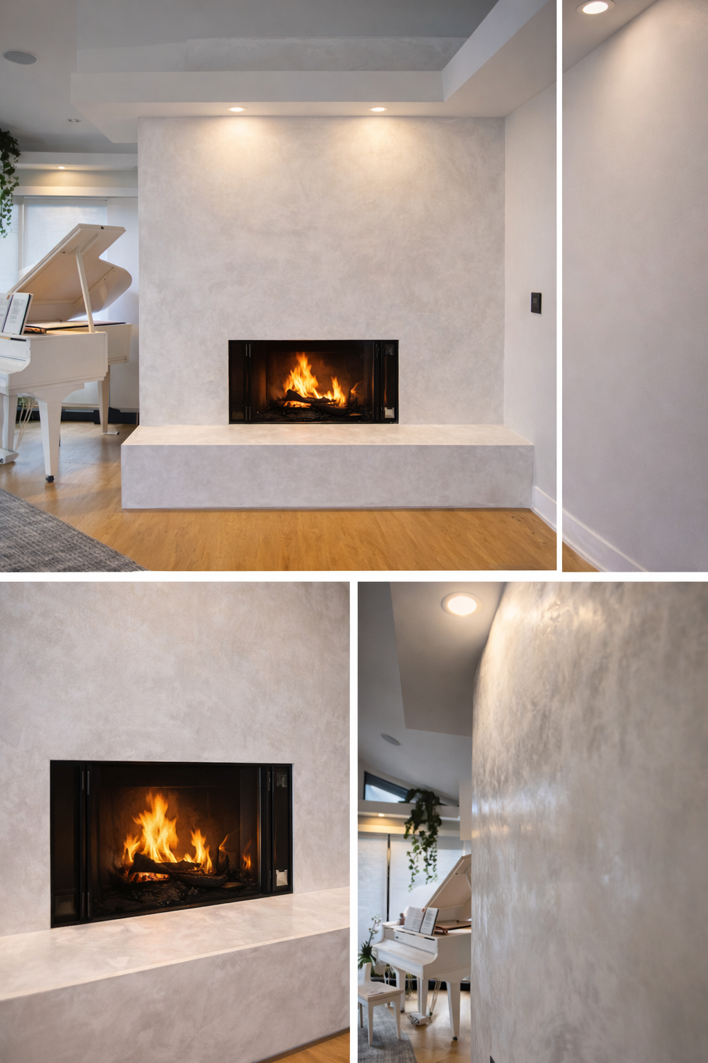 Modern TV and fireplace wall design in Vancouver