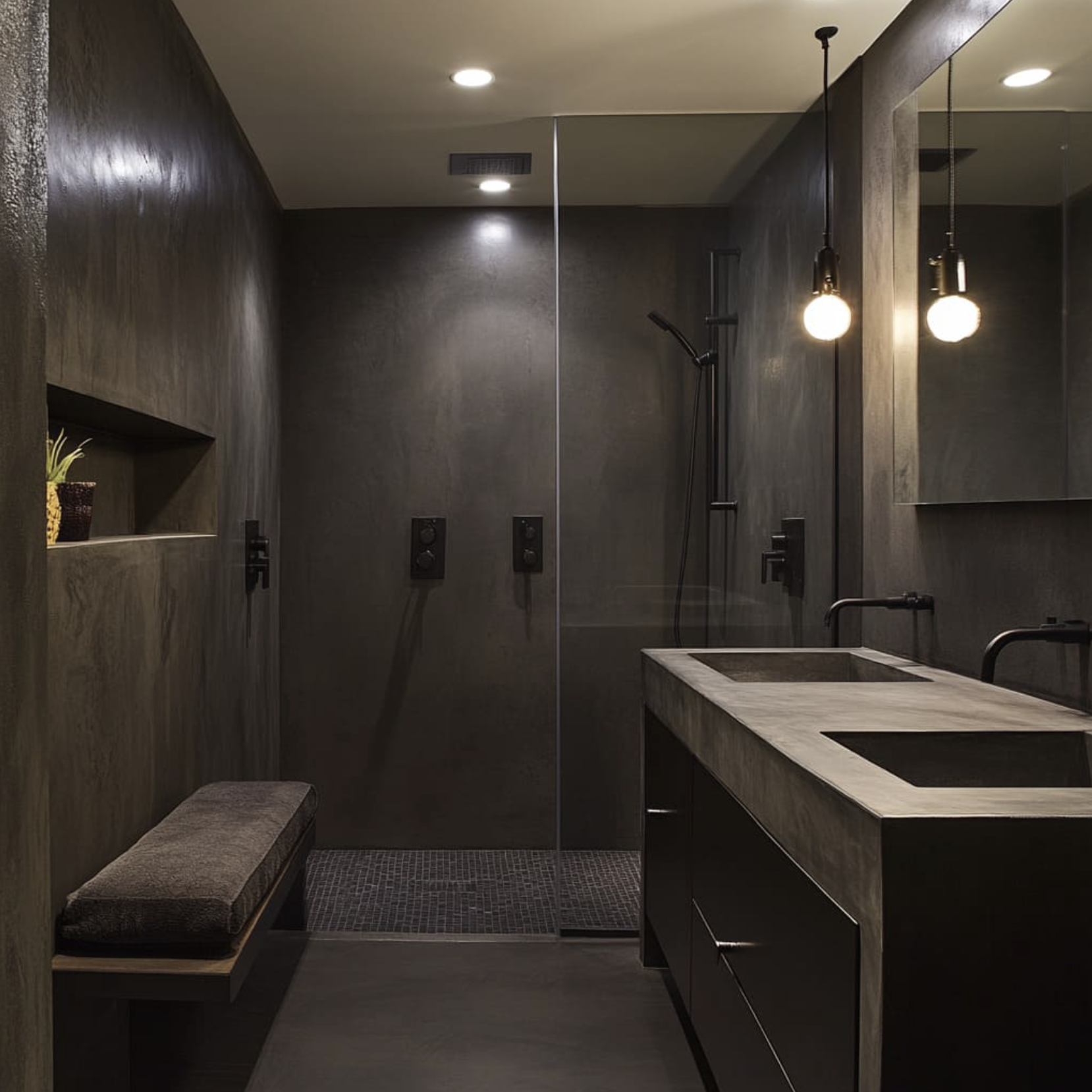 Seamless bathroom wall finish in Vancouver