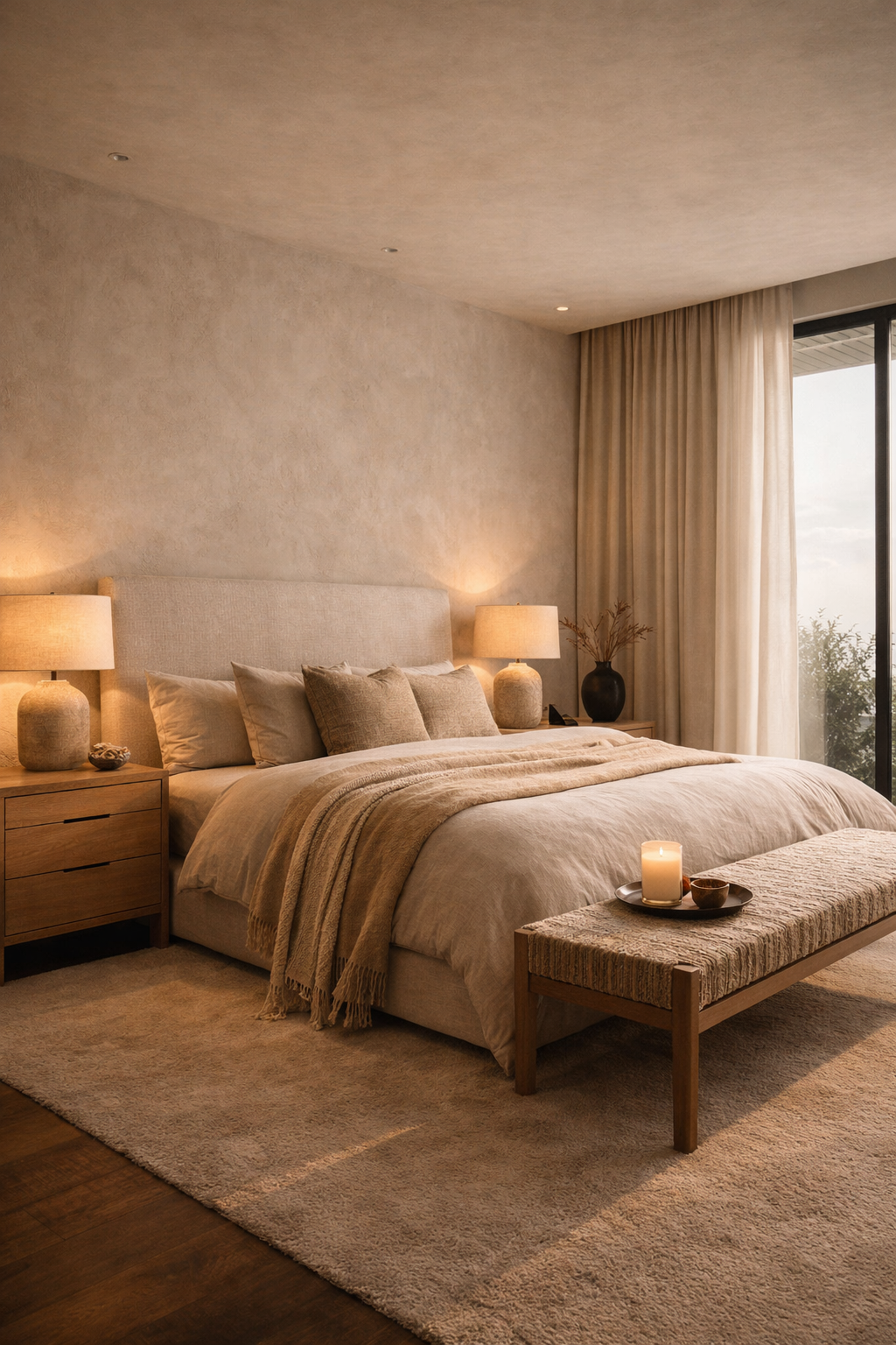 Modern Venetian plaster feature wall design in Vancouver